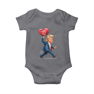 Funny Valentine's Day Trump Baby Onesie Stealing Hearts And Blasting Fart TS09 Charcoal Print Your Wear