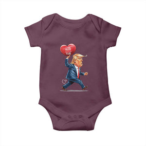 Funny Valentine's Day Trump Baby Onesie Stealing Hearts And Blasting Fart TS09 Maroon Print Your Wear