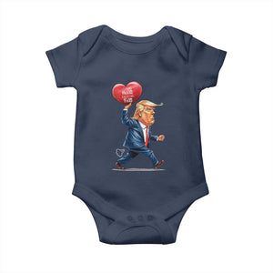 Funny Valentine's Day Trump Baby Onesie Stealing Hearts And Blasting Fart TS09 Navy Print Your Wear
