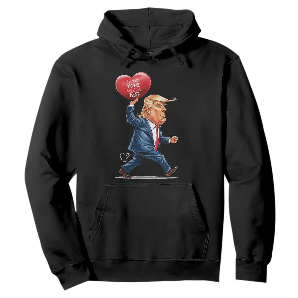 Funny Valentine's Day Trump Hoodie Stealing Hearts And Blasting Fart TS09 Black Print Your Wear