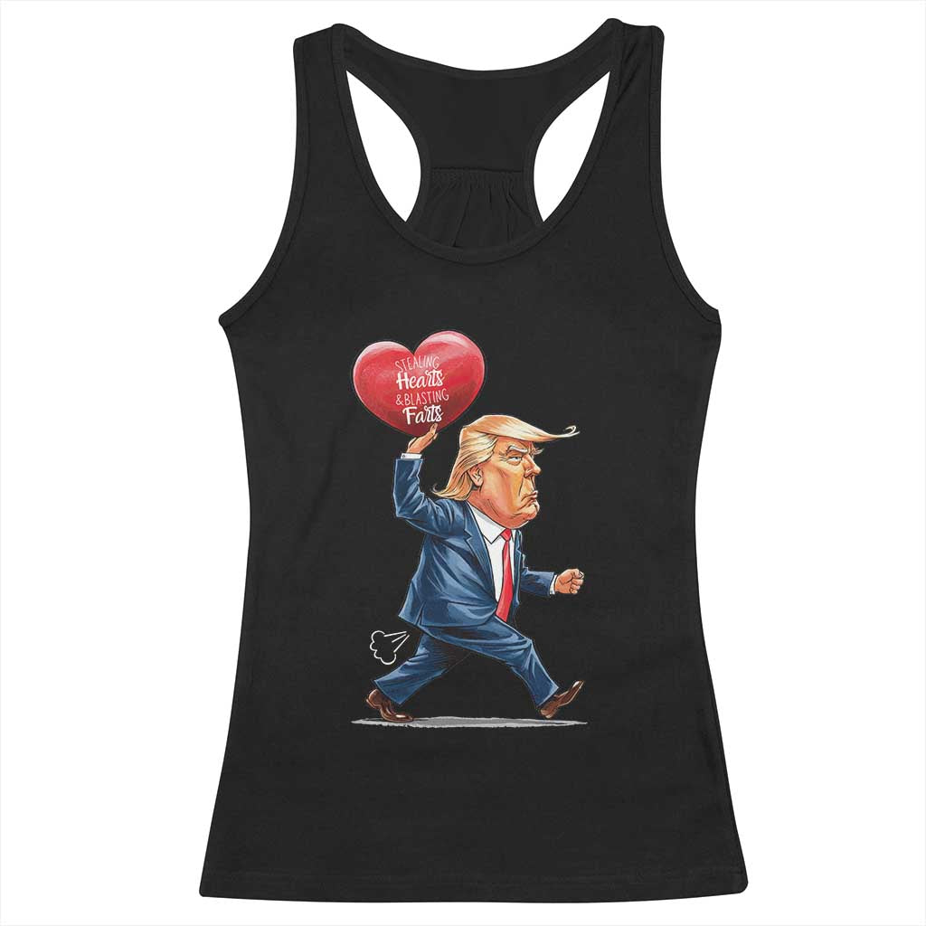 Funny Valentine's Day Trump Racerback Tank Top Stealing Hearts And Blasting Fart TS09 Black Print Your Wear