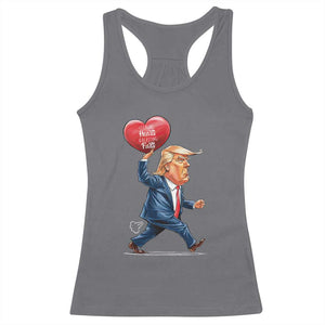 Funny Valentine's Day Trump Racerback Tank Top Stealing Hearts And Blasting Fart TS09 Charcoal Print Your Wear
