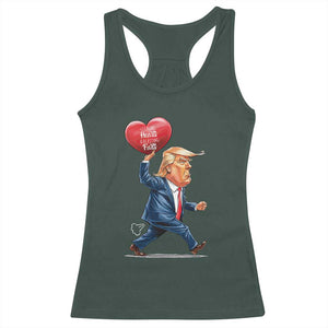 Funny Valentine's Day Trump Racerback Tank Top Stealing Hearts And Blasting Fart TS09 Dark Forest Green Print Your Wear