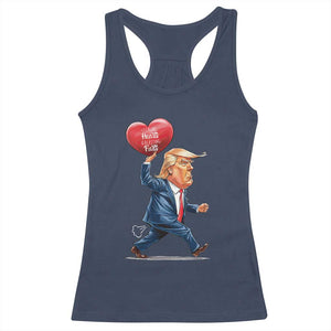 Funny Valentine's Day Trump Racerback Tank Top Stealing Hearts And Blasting Fart TS09 Navy Print Your Wear