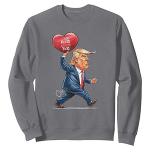 Funny Valentine's Day Trump Sweatshirt Stealing Hearts And Blasting Fart TS09 Charcoal Print Your Wear