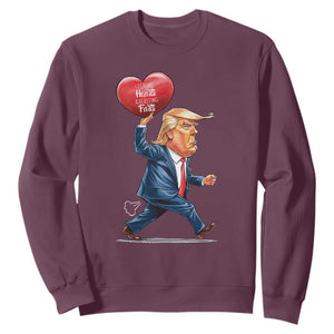 Funny Valentine's Day Trump Sweatshirt Stealing Hearts And Blasting Fart TS09 Maroon Print Your Wear