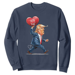 Funny Valentine's Day Trump Sweatshirt Stealing Hearts And Blasting Fart TS09 Navy Print Your Wear