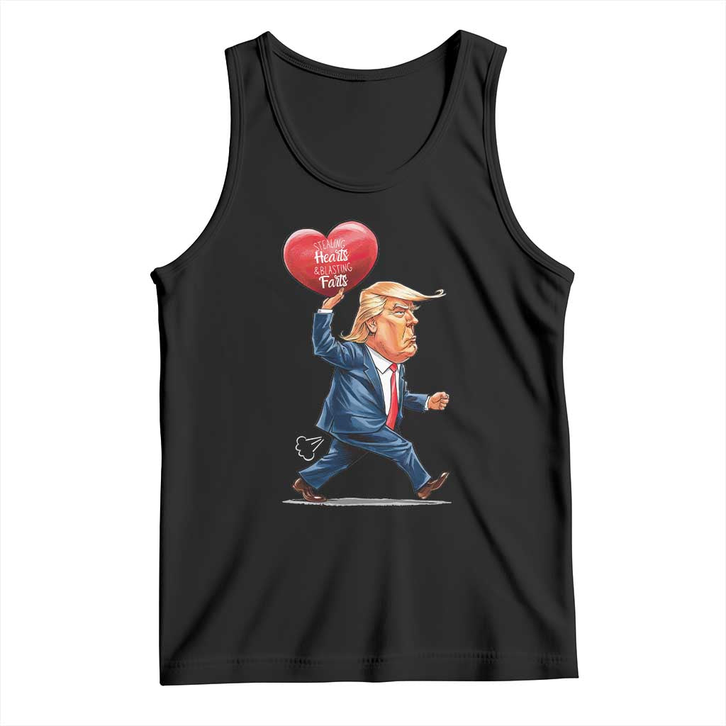 Funny Valentine's Day Trump Tank Top Stealing Hearts And Blasting Fart TS09 Black Print Your Wear