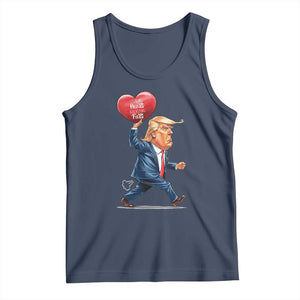 Funny Valentine's Day Trump Tank Top Stealing Hearts And Blasting Fart TS09 Navy Print Your Wear