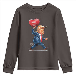 Funny Valentine's Day Trump Youth Sweatshirt Stealing Hearts And Blasting Fart TS09 Dark Chocolate Print Your Wear