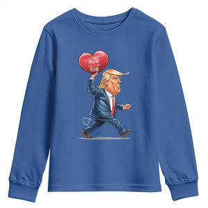 Funny Valentine's Day Trump Youth Sweatshirt Stealing Hearts And Blasting Fart TS09 Royal Blue Print Your Wear