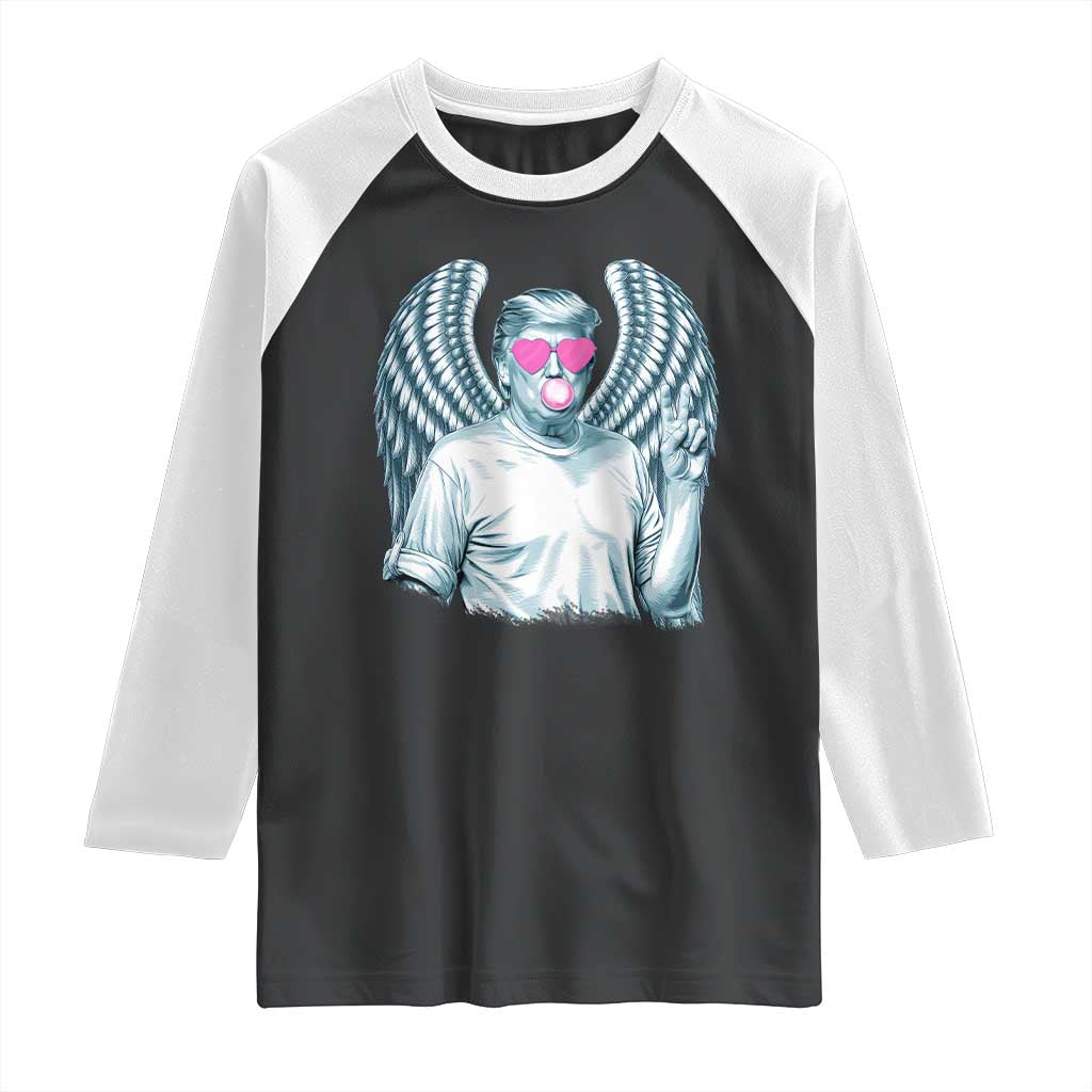 Trump Cupid Vibes Raglan Shirt Trump Bubble Gum TS09 Black White Print Your Wear