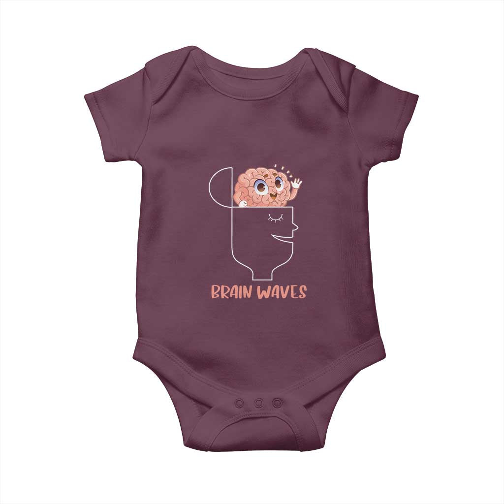 Funny Neuroscience Brain Waves Baby Onesie TS09 Maroon Print Your Wear
