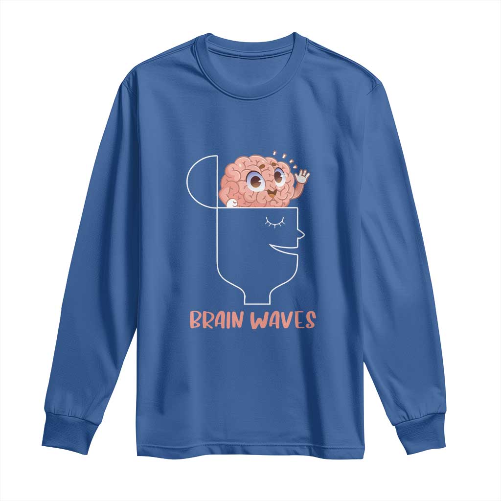 Funny Neuroscience Brain Waves Long Sleeve Shirt TS09 Royal Blue Print Your Wear