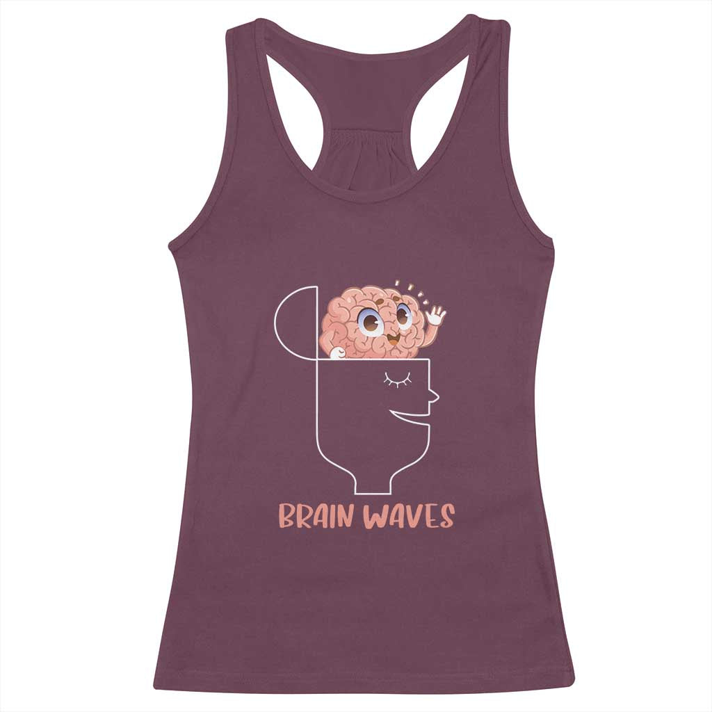 Funny Neuroscience Brain Waves Racerback Tank Top TS09 Maroon Print Your Wear