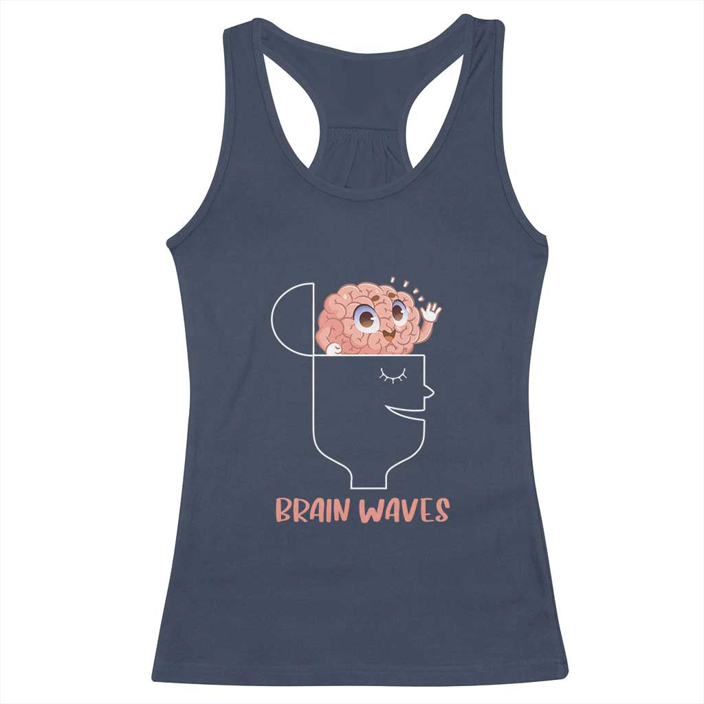 Funny Neuroscience Brain Waves Racerback Tank Top TS09 Navy Print Your Wear