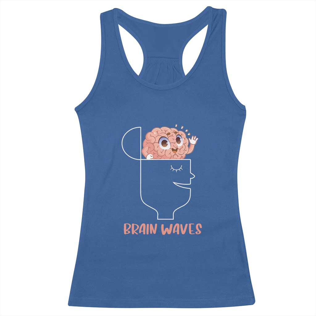 Funny Neuroscience Brain Waves Racerback Tank Top TS09 Royal Blue Print Your Wear
