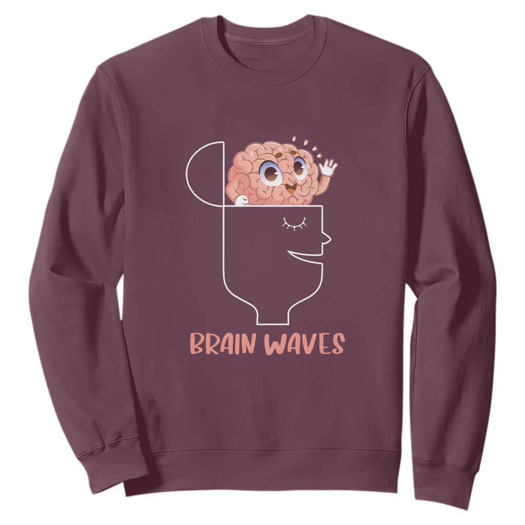 Funny Neuroscience Brain Waves Sweatshirt TS09 Maroon Print Your Wear
