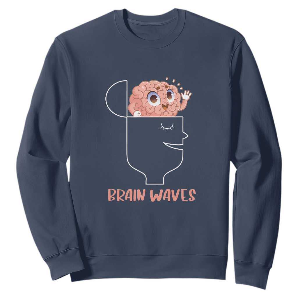 Funny Neuroscience Brain Waves Sweatshirt TS09 Navy Print Your Wear