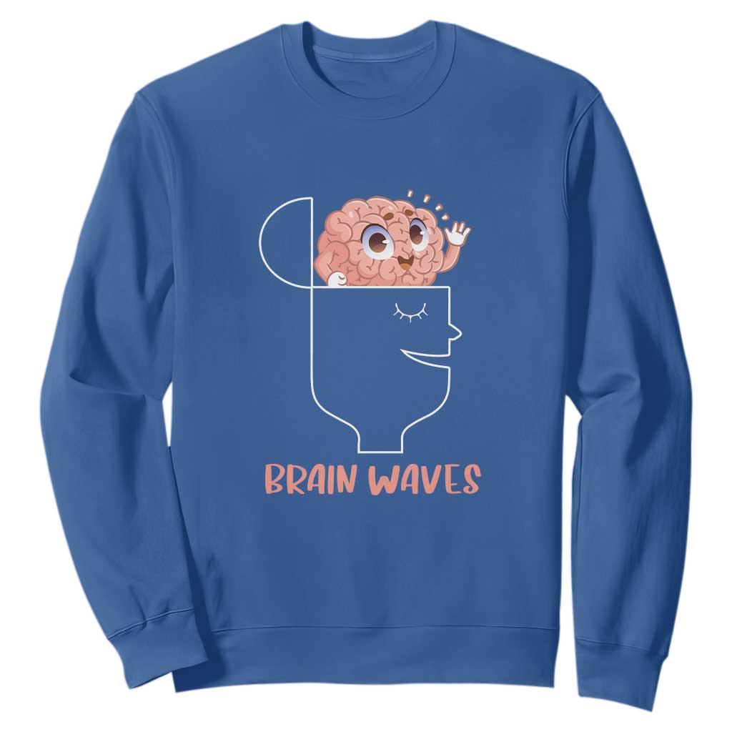 Funny Neuroscience Brain Waves Sweatshirt TS09 Royal Blue Print Your Wear