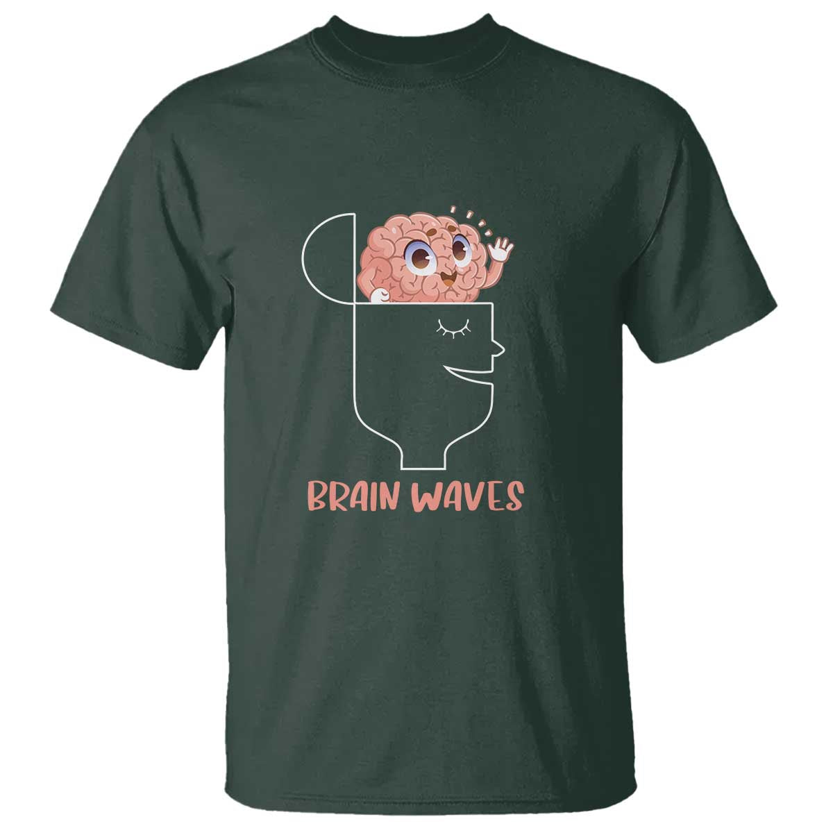 Funny Neuroscience Brain Waves T Shirt TS09 Dark Forest Green Print Your Wear