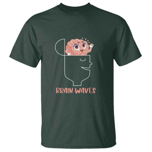 Funny Neuroscience Brain Waves T Shirt TS09 Dark Forest Green Print Your Wear