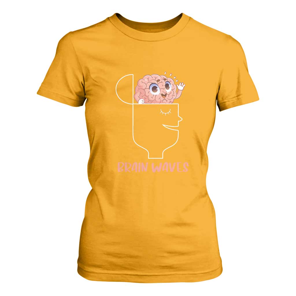 Funny Neuroscience Brain Waves T Shirt For Women TS09 Gold Print Your Wear