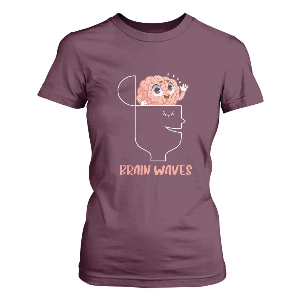 Funny Neuroscience Brain Waves T Shirt For Women TS09 Maroon Print Your Wear