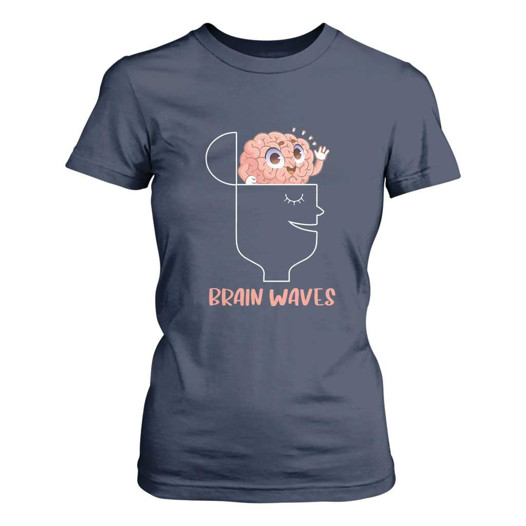 Funny Neuroscience Brain Waves T Shirt For Women TS09 Navy Print Your Wear