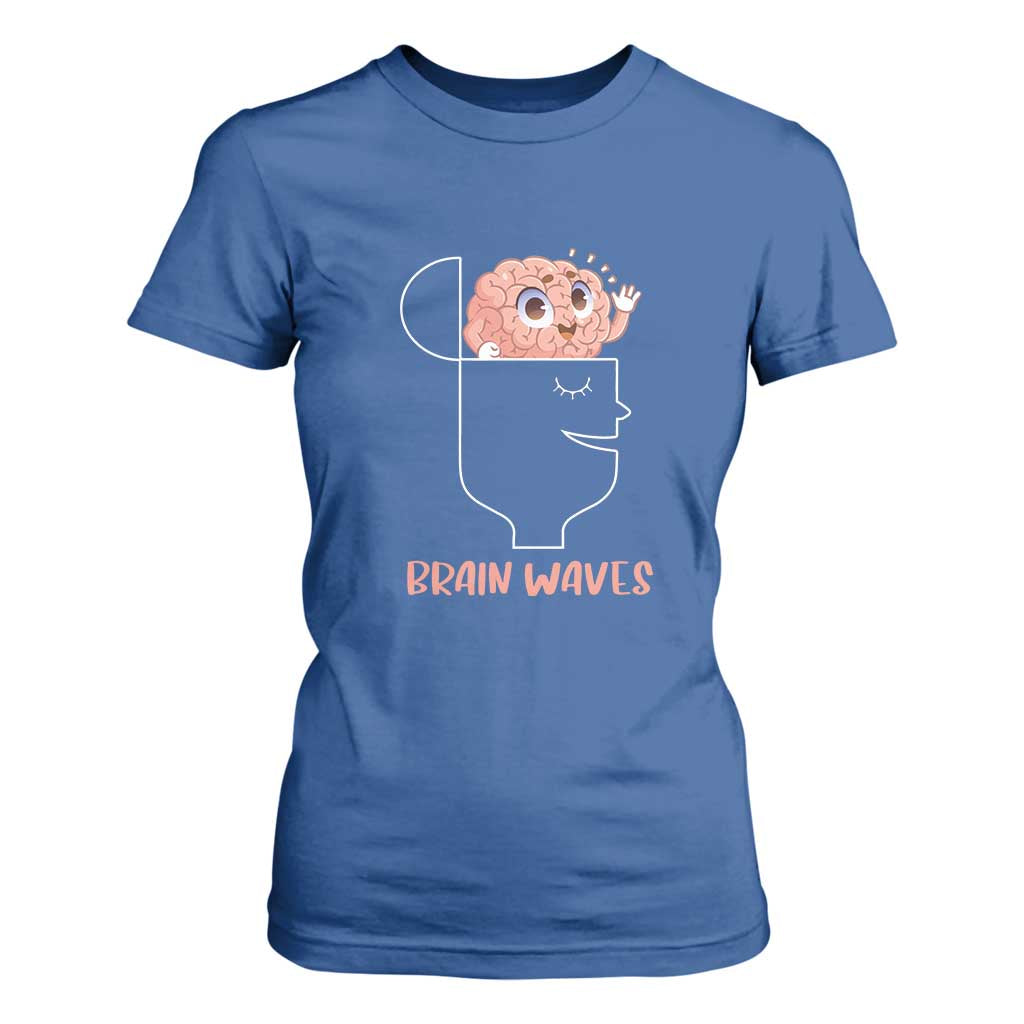 Funny Neuroscience Brain Waves T Shirt For Women TS09 Royal Blue Print Your Wear