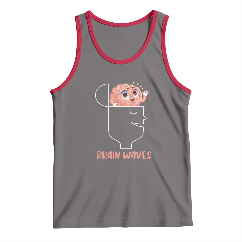 Funny Neuroscience Brain Waves Tank Top TS09 Deep Heather Red Print Your Wear