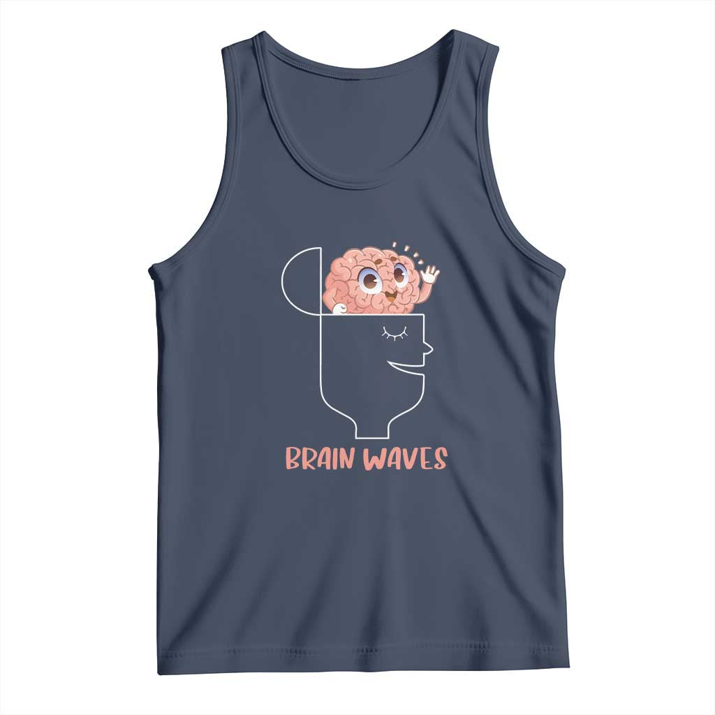 Funny Neuroscience Brain Waves Tank Top TS09 Navy Print Your Wear