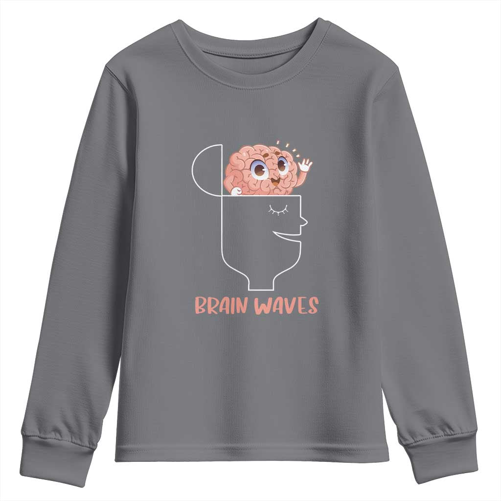 Funny Neuroscience Brain Waves Youth Sweatshirt TS09 Charcoal Print Your Wear
