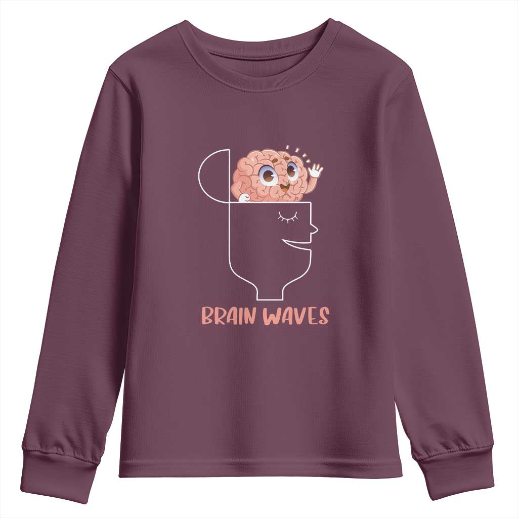 Funny Neuroscience Brain Waves Youth Sweatshirt TS09 Maroon Print Your Wear