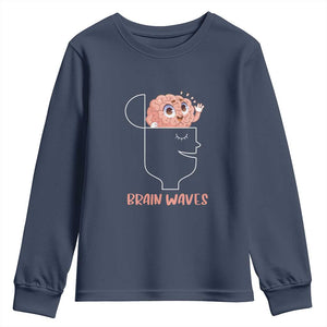 Funny Neuroscience Brain Waves Youth Sweatshirt TS09 Navy Print Your Wear