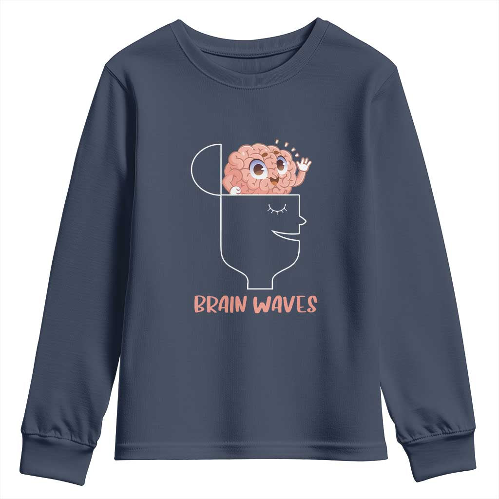Funny Neuroscience Brain Waves Youth Sweatshirt TS09 Navy Print Your Wear