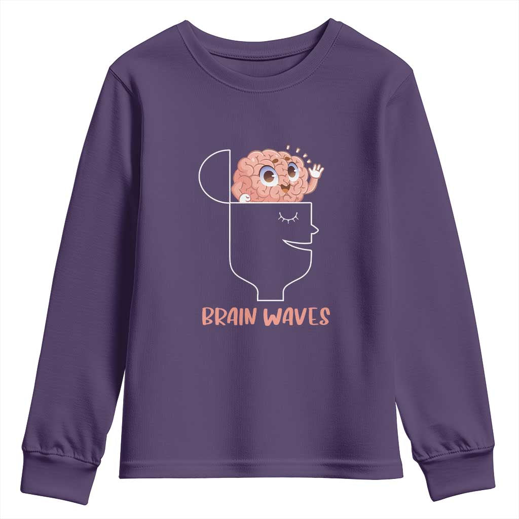Funny Neuroscience Brain Waves Youth Sweatshirt TS09 Purple Print Your Wear