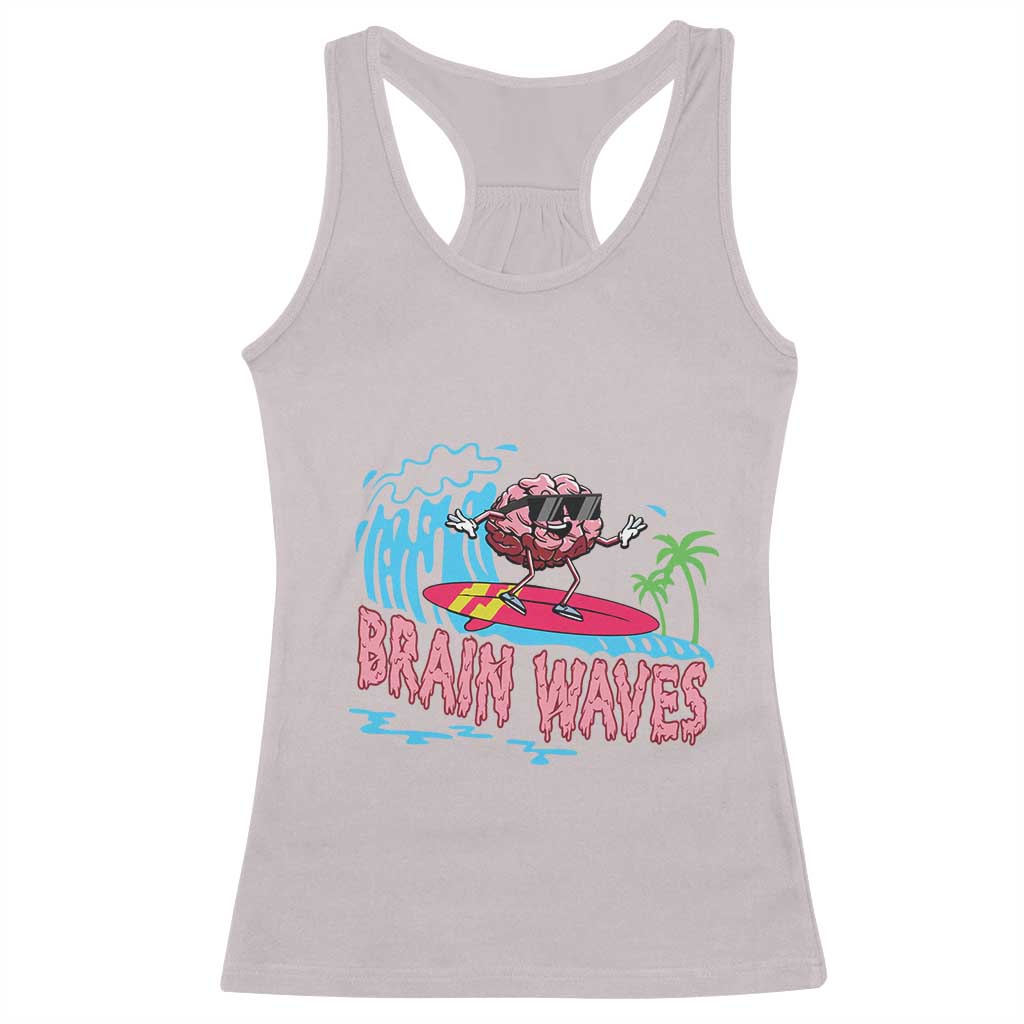 Funny Brain Waves Neuroscience Racerback Tank Top TS09 Ice Gray Print Your Wear