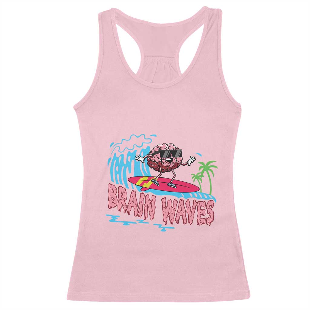 Funny Brain Waves Neuroscience Racerback Tank Top TS09 Light Pink Print Your Wear