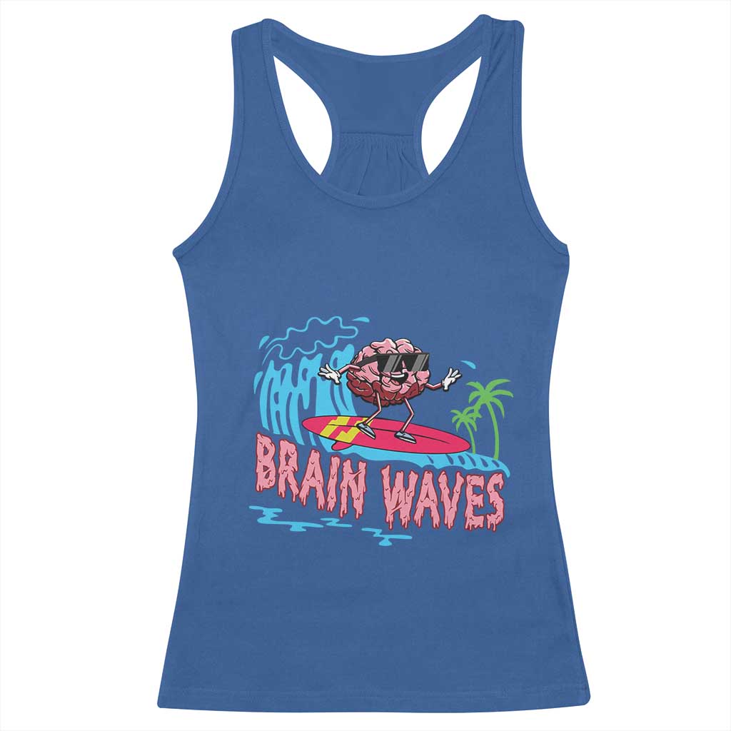 Funny Brain Waves Neuroscience Racerback Tank Top TS09 Royal Blue Print Your Wear