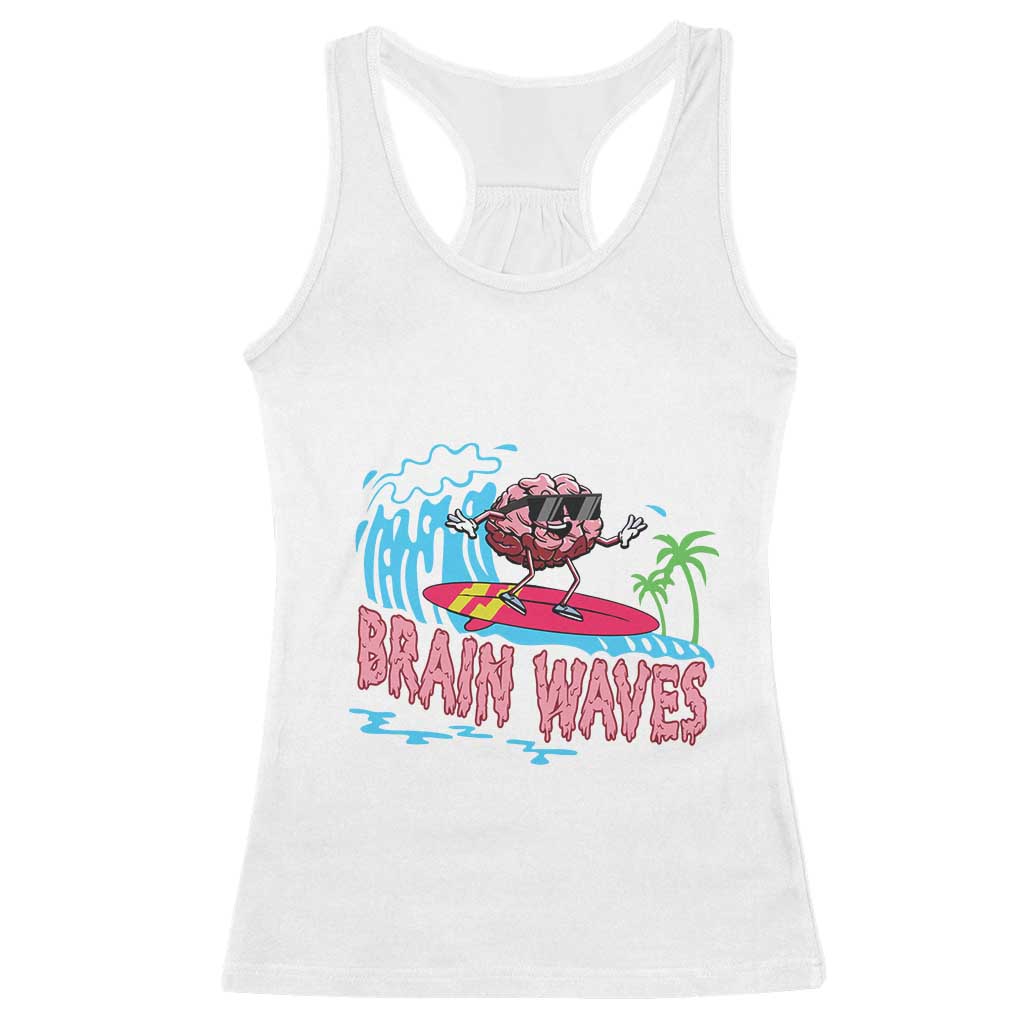 Funny Brain Waves Neuroscience Racerback Tank Top TS09 White Print Your Wear