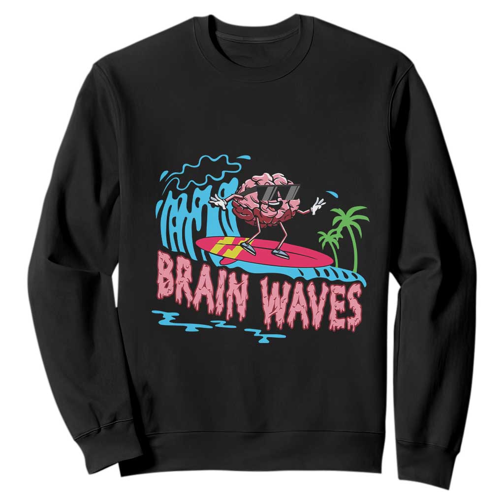 Funny Brain Waves Neuroscience Sweatshirt TS09 Black Print Your Wear