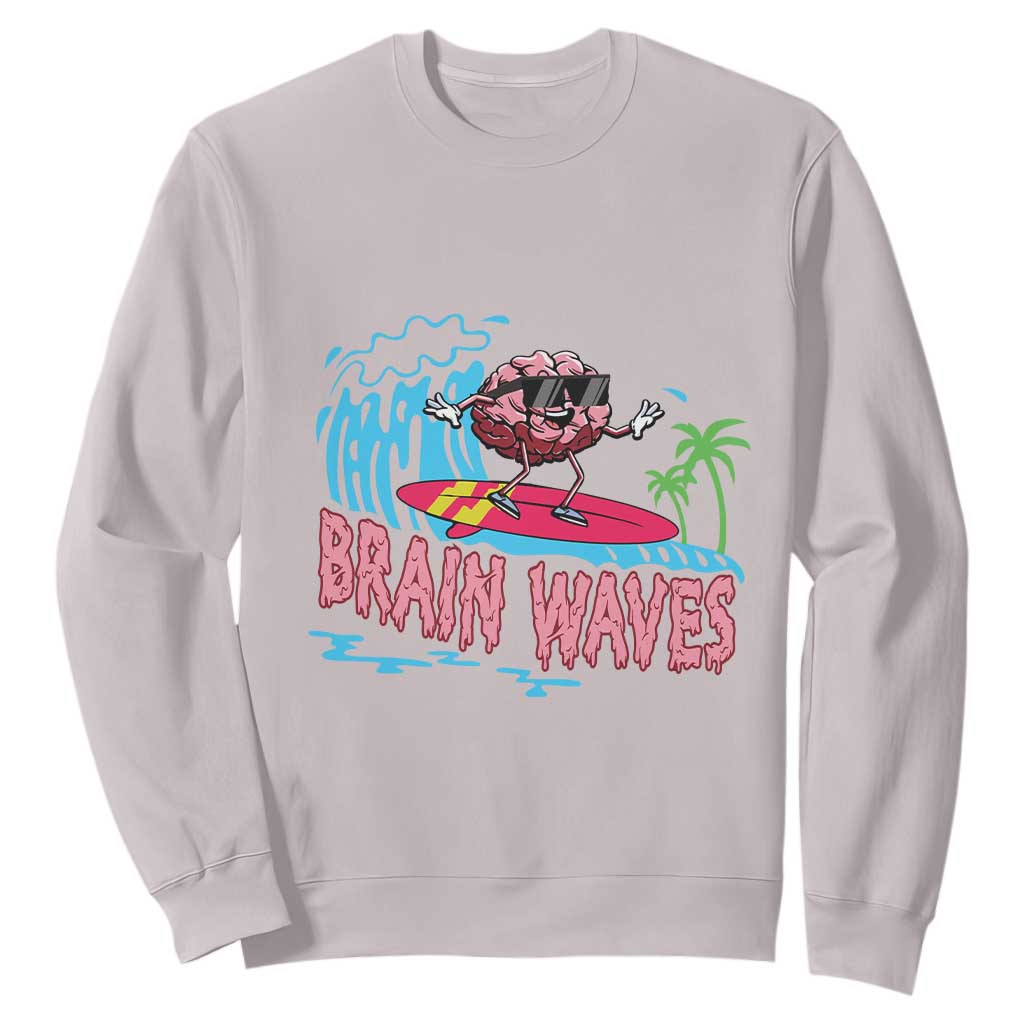 Funny Brain Waves Neuroscience Sweatshirt TS09 Ice Gray Print Your Wear