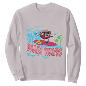 Funny Brain Waves Neuroscience Sweatshirt TS09 Ice Gray Print Your Wear