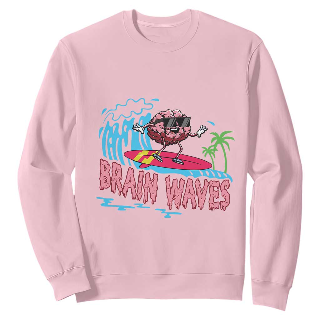 Funny Brain Waves Neuroscience Sweatshirt TS09 Light Pink Print Your Wear