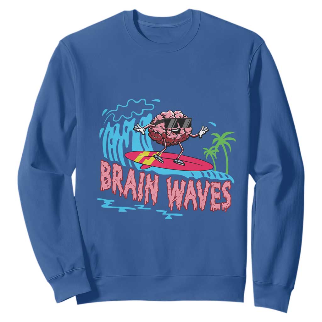 Funny Brain Waves Neuroscience Sweatshirt TS09 Royal Blue Print Your Wear
