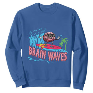 Funny Brain Waves Neuroscience Sweatshirt TS09 Royal Blue Print Your Wear