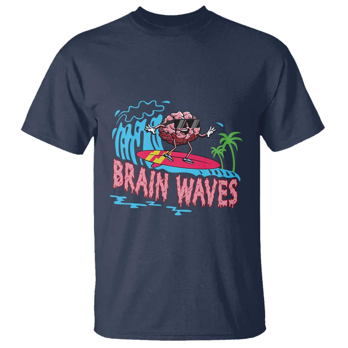 Funny Brain Waves Neuroscience T Shirt TS09 Navy Print Your Wear