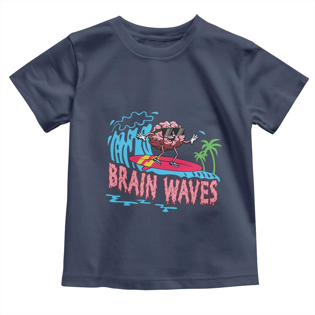 Funny Brain Waves Neuroscience Toddler T Shirt TS09 Navy Print Your Wear