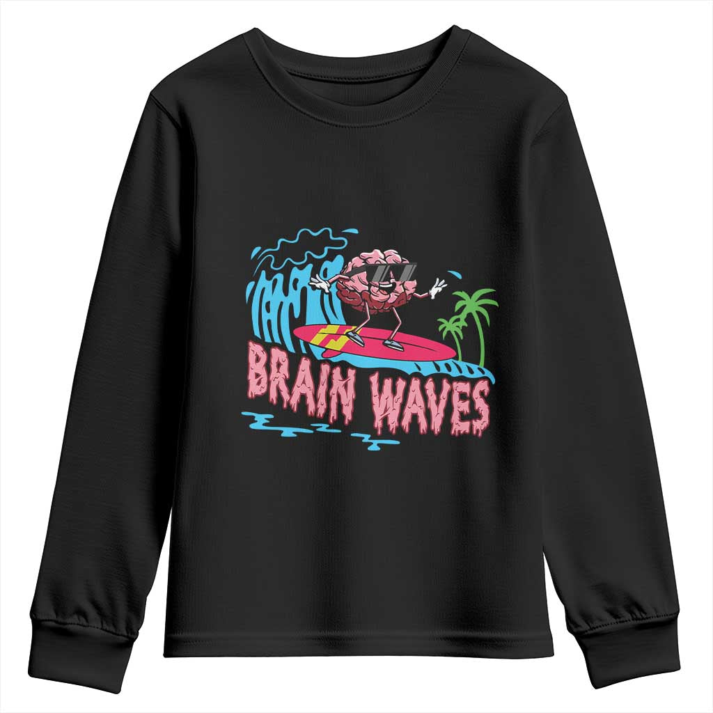 Funny Brain Waves Neuroscience Youth Sweatshirt TS09 Black Print Your Wear